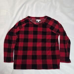 Sonoma Goods for Life Fleece Top Women's XL Red Black Buffalo Plaid Long Sleeve